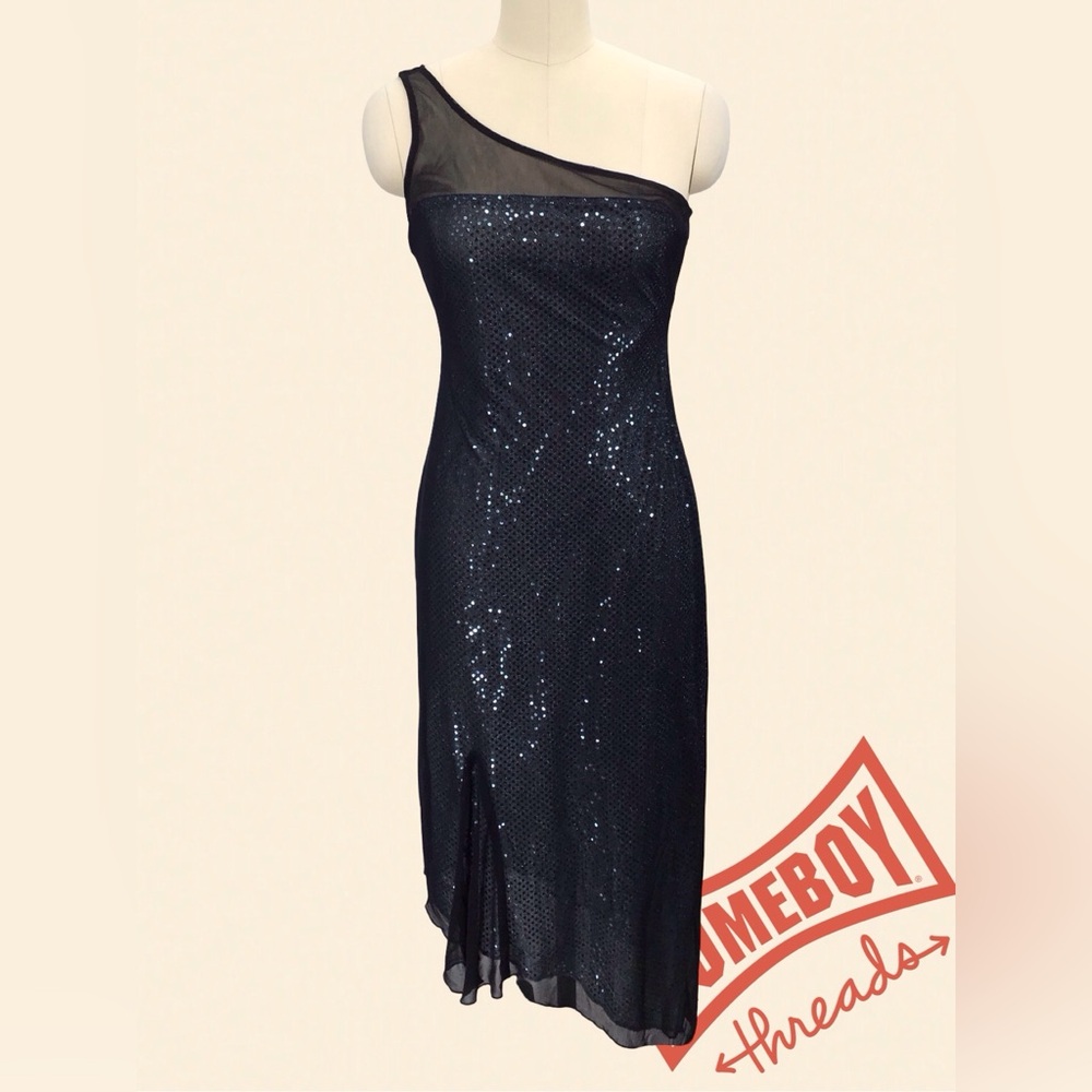 Ruby Rox Black Sequin One-Shoulder Dress Size M